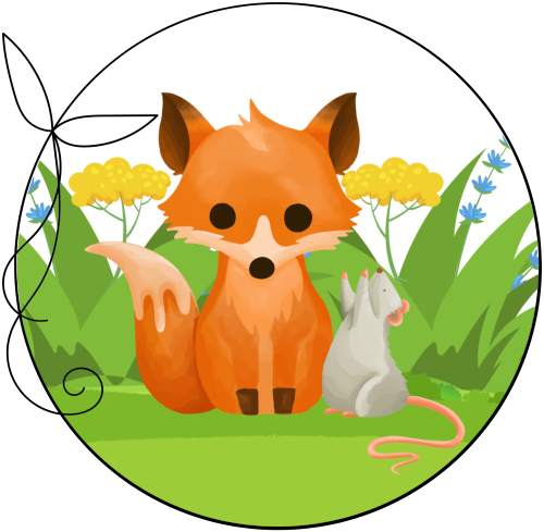 Cute fox and mouse together